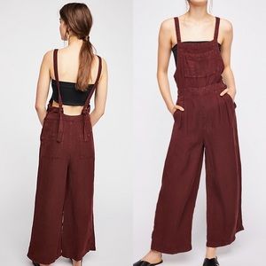 Free People Mokoro Linen Jumpsuit Overalls